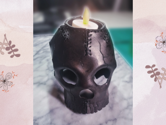 Mystic Shadows: Handcrafted Leather Skull Candle Holders for an Enchanting Atmosphere
